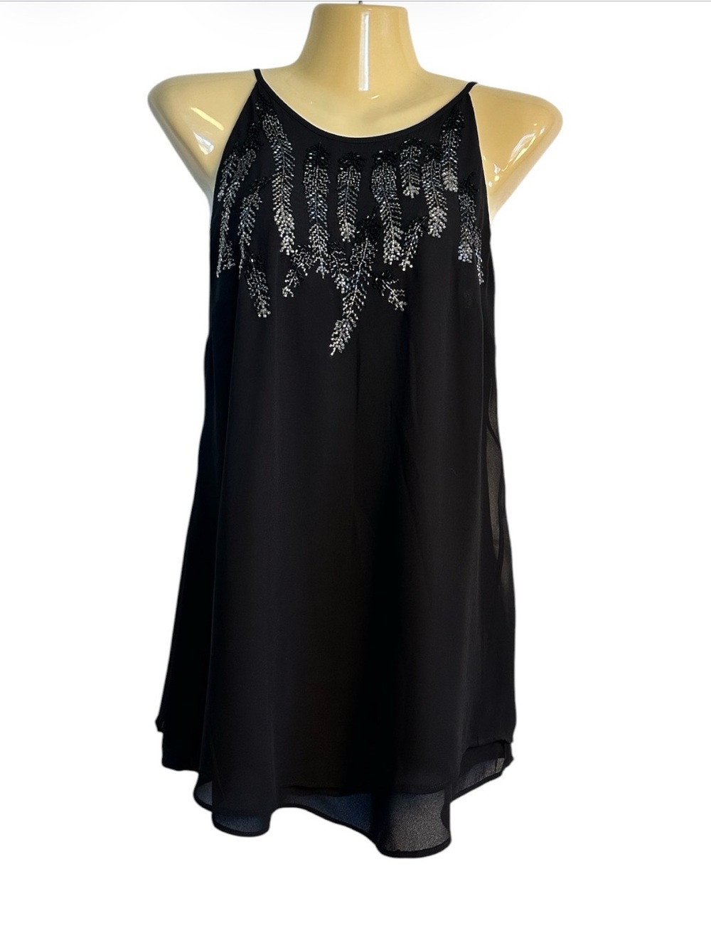 2 White House Black Market Black Chiffon Halter Tops